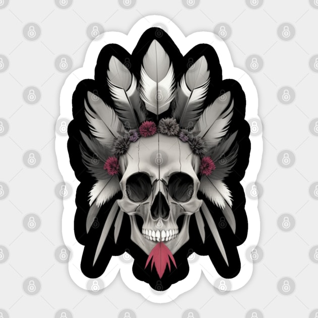 skull with feathers Sticker by BeeFlash